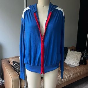Vintage 80s lightweight Zip Front Hoodie. Large.
